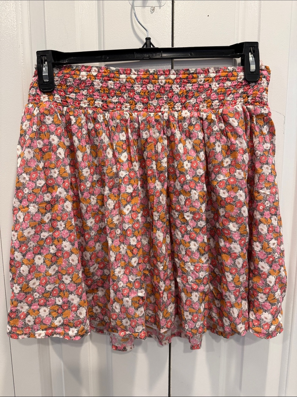 Old Navy Pink & Orange Floral Smocked Circle Skirt